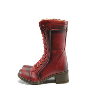 Червени дамски ботуши тип кубинки МИ 7015 червенKP