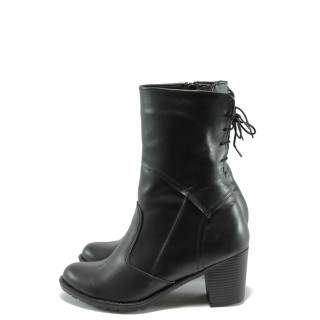 Анатомични черни дамски боти, естествена кожа - всекидневни обувки за есента и зимата N 10007695