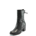 Анатомични черни дамски боти, естествена кожа - всекидневни обувки за есента и зимата N 10007695