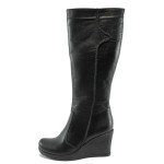 Черни дамски ботуши, естествена кожа - всекидневни обувки за есента и зимата N 10007587