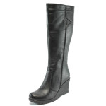 Черни дамски ботуши, естествена кожа - всекидневни обувки за есента и зимата N 10007587