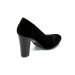 Черни велурени дамски обувки с висок дебел ток МИ 78 черен велурKP