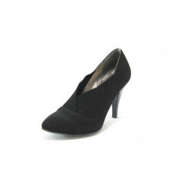 Дамски велурени обувки на ток черни ЕО 12013KP