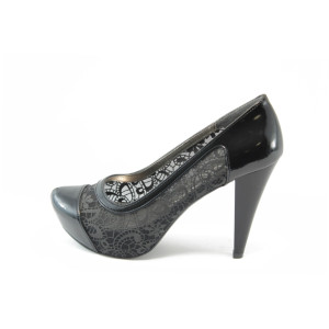 Дамски обувки дантелени на висок ток ЕО 234 черноKP