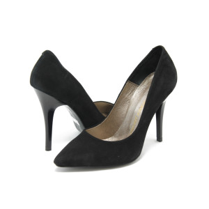Дамски велурени обувки на висок ток МИ 423 черен велурKP