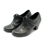 Дамски обувки черни на нисък ток с връзки НЛ 119-3696KP