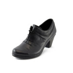 Дамски обувки черни на нисък ток с връзки НЛ 119-3696KP
