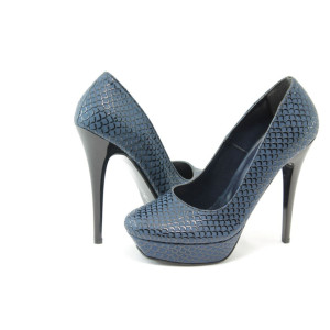 Дамски обувки сини от кожа-кроко ДС 3391 син-крокоKP