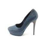 Дамски обувки сини от кожа-кроко ДС 3391 син-крокоKP