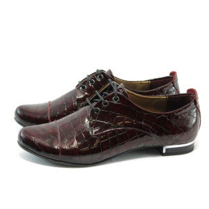 Дамски обувки с връзки МИ 102 бордоKP