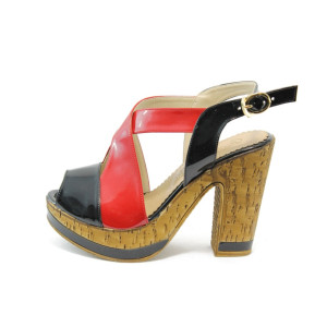 Дамски сандали в черно и червено МИ 4203 черно-червениKP