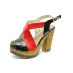 Дамски сандали в черно и червено МИ 4203 черно-червениKP