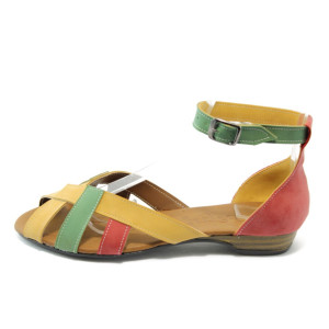 Дамски сандали равни МИ 211 червено-зелениKP