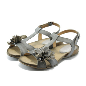 Сиви дамски сандали анатомични ИО 1392 синьо цветеKP