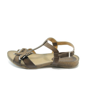 Анатомични дамски сандали кафяви ИО 1392 кафява пеперудаKP