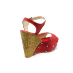 Червени дамски сандали с платформа МИ 150-1949 бордоKP