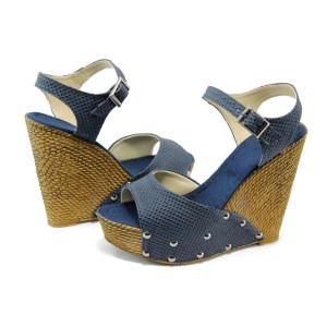 Сини дамски сандали с платформа МИ 150-1949 синиKP
