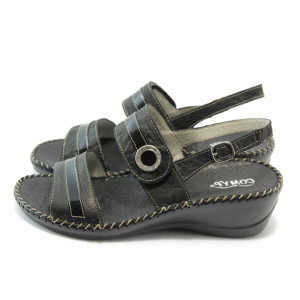 Анатомични дамски сандали черни кожени КП 8435 черниKP