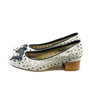 Дамски обувки бели на ток ГО 0412-7137 айсKP