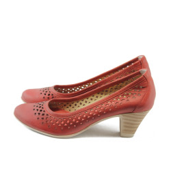 Дамски обувки червени на ток ГО 0322-12723 червениKP