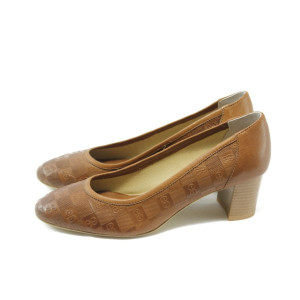 Дамски обувки кафяви на ток ГО 0398-2 карамелKP