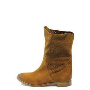 Летни дамски боти кафяви ГО 0363 велур карамелKP