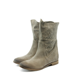 Летни дамски боти бежови ГО 0363 велур таупеKP