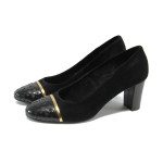 Дамски обувки черни на ток ГО 0397-2962 черен велурKP