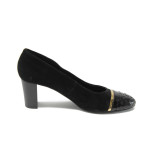 Дамски обувки черни на ток ГО 0397-2962 черен велурKP