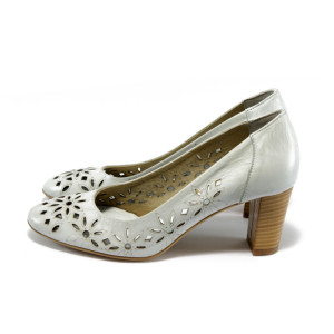 Дамски обувки бели на ток ГО 0398-2962 айсKP
