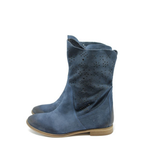Летни дамски боти сини ГО 0363 велур синKP