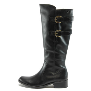 Дамски ботуши черни с нисък равен ток Caprice 9-25524-23 черни ANTISHOKKKP