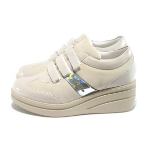 Дамски обувки бежови с платформа МИ 211 бежовKP