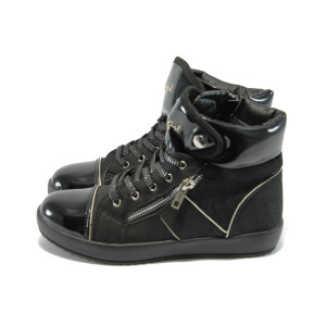 Детски боти черни с хастар БР 5166 черенKP