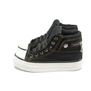 Дамски черни кецове с платформа ФР 1311 черниKP