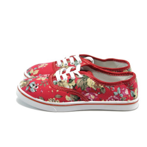 Дамски червени кецове ФР дамски полукец на цветя червенKP