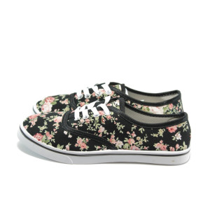 Дамски черни кецове ФР дамски полукец на цветя черенKP