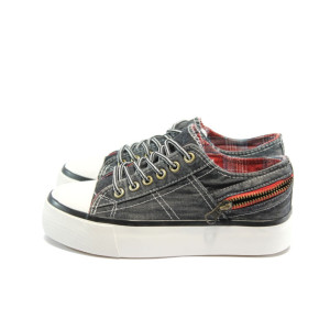 Дънкови дамски кецове с платформа ФР М2 сивиKP