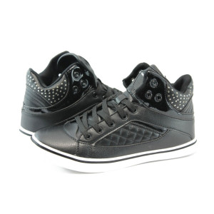 Дамски черни кецове с връзки БР 8038 черноKP