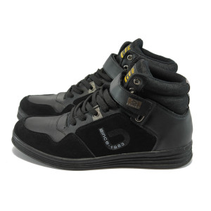 Черни мъжки кецове високи БР 5088 черенKP