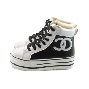 Дамски черни кецове с платформа ФР М7 черни