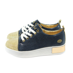 Дамски обувки спортни МИ 201 син-златенKP