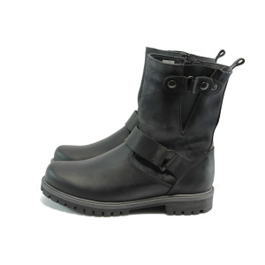 Черни мъжки ботуши с грайфер естествена кожа МЙ 93158 черенKP