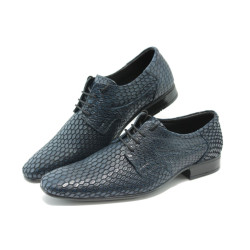 Мъжки елегантни обувки синя кроко кожа ЛД 600 синьоKP