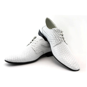 Мъжки елегантни обувки бели с връзки ЛД 600 бялоKP