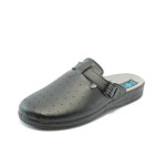 Анатомични черни мъжки чехли, здрава еко-кожа - всекидневни обувки за лятото N 10008674