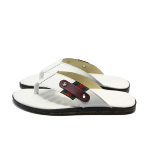 Анатомични мъжки чехли бели кожени МИ 242 белиKP