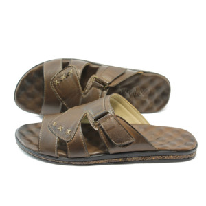 Анатомични мъжки чехли кафяви кожени МИ 210 кафеKP