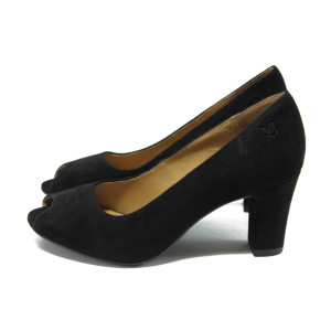 Черни дамски обувки с висок ток и отворени пръсти Caprice 9-29200-24 черен ANTISHOKKKP