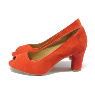 Червени дамски обувки с висок ток и отворени пръсти Caprice 9-29200-24 червен ANTISHOKKKP